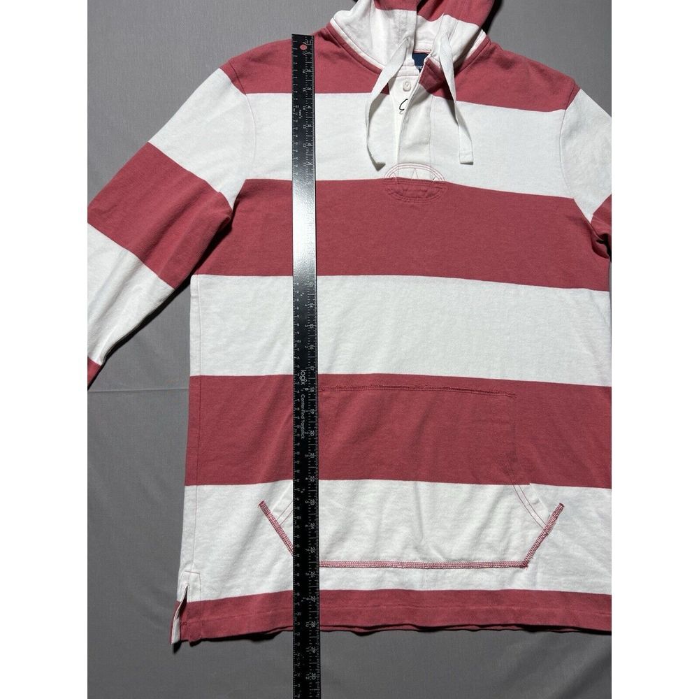 Polo Ralph Lauren Men's Striped Jersey Hooded Rugby Shirt Hoodie Red Size S - Picture 9 of 11